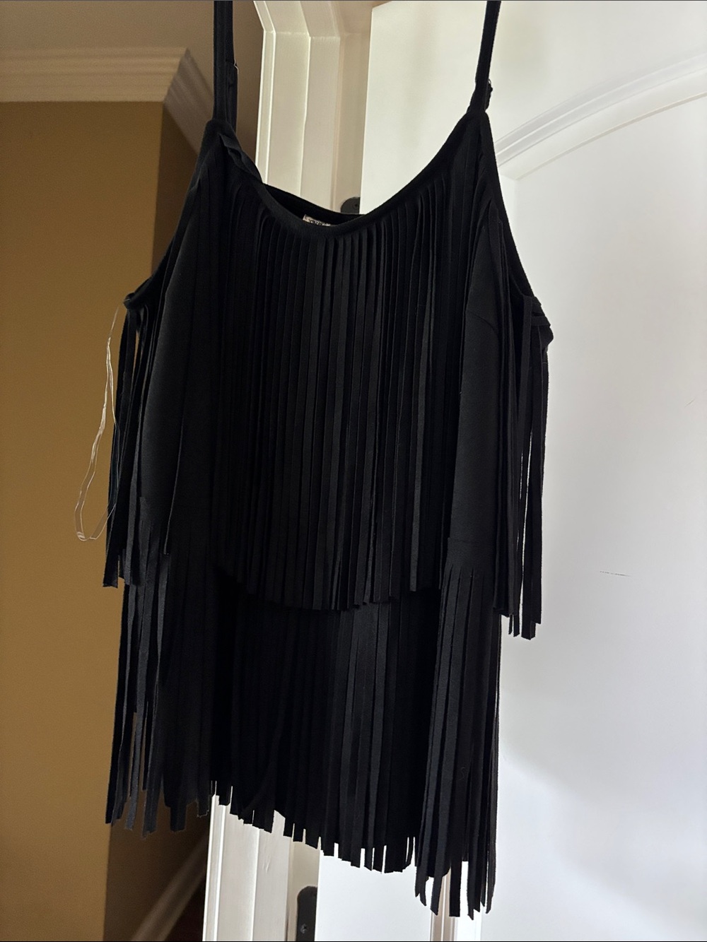 Vocal Black Fringe Tank Top